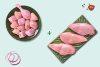 Combo: (Premium Chicken Skinless Curry Cut 480g + Premium Chicken Breast Fillet 480g)