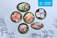 Super Jumbo Frozen Combo: (Seer Fish Steaks 230g + Silver Pomfret Whole 530g + Anchovy Cleaned 230g + Jumbo Prawns PD (20+) 230g + Tilapia Boneless Fillet 500g + Kilimeen Whole Cleaned 500g)