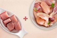 Combo: (1kg of Premium Tender & Antibiotic-residue-free Chicken Skinless Curry Cut + 500g SeerFish / Surmai / Neymeen Curry Cut)