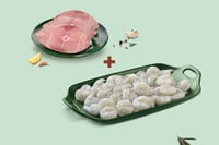 Combo: (Seer Fish/KingFish (2kg to 5kg) Steaks 230g + White Prawns/Naaran (PD) (60+ Count/kg) 300g)