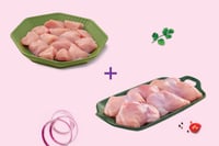 Combo: (Premium Chicken Boneless Cubes 480g + Premium Chicken Thigh Boneless 380g)
