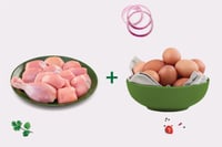 Combo: (Premium Chicken Skinless Curry Cut 480g + Fresh Premium Brown Chicken Eggs Pack of 6)