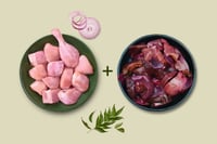 Combo: (480g Premium Tender & Antibiotic-residue-free Chicken Skinless Curry Cut + 230g to 250g Premium Goat Liver Pack)