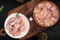 Combo: (480g Premium Chicken Skinless Curry Cut + 200g Fresh Baasa Boneless Cubes)