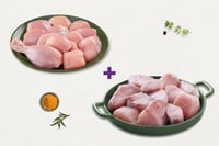 Combo: (Premium Tender Chicken Skinless Curry Cut 500g + Cobia/Motha Curry Cut 500g)