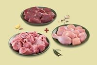 Triple Combo: (480g Premium Chicken Skinless Curry Cut + 480g Premium Tender Goat Curry Cut + 300g Premium Chicken Liver)