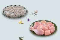 Combo: (480g Premium Chicken Skinless Curry Cut + 250g Indian Prawns/Venami PD (70+ Count/kg))