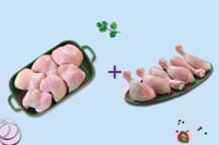 Combo: (380g Premium Chicken Thigh Boneless Pack + Premium Chicken Drumsticks Pack of 6)