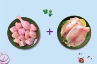 Combo: (500g Premium Chicken Skinless Curry Cut + 250g Tilapia Boneless Fillets)