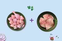 Combo: (480g Premium Chicken Skinless Curry Cut + 400g Extra Large SeerFish / Surmai / Vanjaram / Neymeen Steaks)