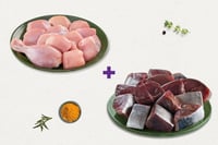 Combo: (Premium Tender Chicken Skinless Curry Cut 500g + Tuna/Choora Curry Cut 500g)