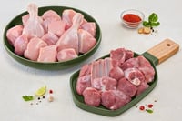 Combo: ( Premium Tender & Antibiotic-residue-free Chicken Skinless Curry Cut - 480g Pack of 2 + Premium Tender Goat Curry Cut - 480g Pack) 