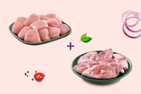 Combo: (Premium Boneless Chicken Cubes 480g + Seer Fish (2kg+) Steaks 480g)
