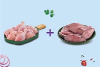 Combo: (1kg Premium Chicken Skinless Curry Cut + 500g Roopchand / River Pomfret Steaks)