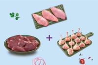 Triple Combo: (480g Premium Boneless Chicken Breast Fillet + 480g Premium Chicken Liver + 230g Premium Chicken Lollipop with partial skin)