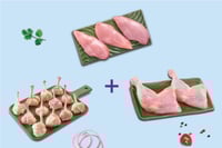 Triple Combo: (480g Premium Boneless Chicken Breast Fillet + 230g Premium Chicken Lollipop with partial skin + Premium Chicken Thigh / Whole Leg Pack of 2 Pcs)