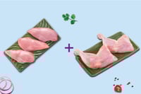 Combo: (480g Premium Boneless Chicken Breast Fillet + Premium Chicken Thigh / Whole Leg Pack of 2 Pcs)