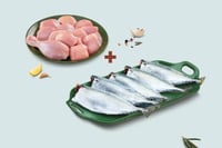 Combo: (Premium Chicken Skinless Curry Cut 480g + Mackerel/Ayala (5-9 Cnt/kg) Whole Cleaned 480g)