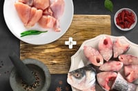Combo: (480g Premium Chicken Skinless Curry Cut + 500g Small Rohu Bengali Curry Cut)