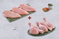 Combo: (Premium Chicken Breast Fillet 480g + Premium Chicken Skinless Drumsticks Pack of 5)