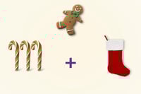 1pc Xmas Stockings + 3pc Xmas Candy Cane + 1pc Gingerbread Man Cookie