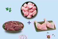 Triple Combo: (300g Premium Boneless Chicken Cubes + 480g Premium Chicken Liver + Premium Chicken Thigh / Whole Leg Pack of 2 Pcs)