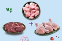 Triple Combo: (Premium Chicken Cubes 300g + Premium Chicken Liver 480g + Premium Chicken Drumsticks Pack of 5)