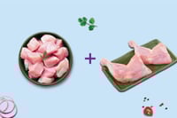 Combo: (300g Premium Boneless Chicken Cubes + Premium Chicken Thigh / Whole Leg Pack of 2 Pcs)