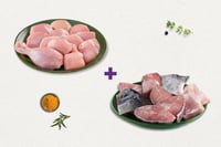 Combo: (Premium Tender Chicken Skinless Curry Cut 500g + Catla Bengali Cut 500g)