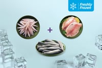 Freshly Frozen Triple Combo: (Sardine Cleaned (Large) 200g + Anchovy Whole Cleaned 200g + Tilapia Boneless Fillet 200g)