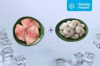 Freshly Frozen Combo: (500g Seer Fish Steaks + 230g Jumbo Prawns PD (20+ Count/kg))