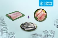 Freshly Frozen Triple Combo: (Sardine Cleaned (Large) 200g + Tilapia Boneless Fillet 200g + Mahi Mahi Boneless Fillets 200g)