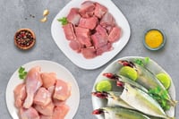 Triple Combo: (500g Premium Goat Curry Cut + 500g Premium Chicken Skinless Curry Cut + 400g Mackerel / Bangda / Ayala Whole Cleaned)