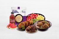 Iftar Combo: (330ML Watermelon Juice + 5pc Malabar Parota + 350g Kolhapuri Chicken Curry + 4pc Chicken Cutlet Tandoori Style + 250g Mix Cut Fruits + 150g Dates)