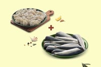 Combo: (Kerala Sardine/Mathi Whole Cleaned 480g + Indian Prawns/Venami PD (60+ Count/kg) 240g)