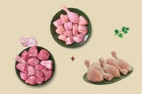 Triple Combo: (480g Premium Goat Curry Cut + 480g Premium Chicken Skinless Curry Cut + 250g Premium Chicken Drumsticks Skinless)