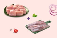 Combo: (Premium Chicken Boneless Tikka Cut 480g + Tilapia (large) Fillet 250g)
