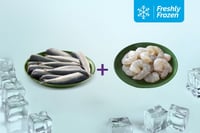 Freshly Frozen Combo: (Sardine Cleaned (Large) 200g + Jumbo Prawns - PD Meat 200g)