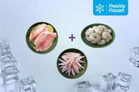 Freshly Frozen Triple Combo: (Tilapia Boneless Fillet 470g + Anchovy Whole Cleaned 470g + Jumbo Prawns - PD Meat 470g)