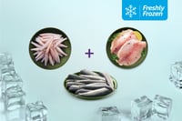 Freshly Frozen Triple Combo: (Tilapia Boneless Fillet 470g + Anchovy Whole Cleaned 470g + Sardine Cleaned (Large) 470g)