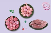 Triple Combo: (Premium Goat Curry Cut 480g + 480g Premium Chicken Skinless Curry Cut + Roopchand / River Pomfret Steaks 480g) 