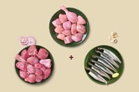 Triple Combo: (480g Premium Goat Curry Cut + 480g Premium Chicken Skinless Curry Cut + 250g Sardine / Mathi / Tarli Small Cleaned with Partial Head)