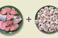 Combo: (Rohu Curry Cut With Head 1 Pack + Peeled and Deveined  Prawn 1 Pack)