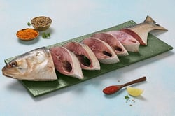 Hilsa / Ilish (Large) - Bengali Round Cut (Only scale, gills removed. Includes head and tail, tasty oils/eggs)