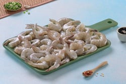 Indian Prawns / Venami / Vannamei / Jhinga / Chemmin (60+ Count/kg) - Headless (No Head, Rest with shell, tail) (480g to 500g Pack)
