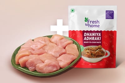 Combo: (Premium Chicken Breast Mini Bites Cubes 250g + 200g Dhaniya Adhraki Ready-To-Cook Paste)