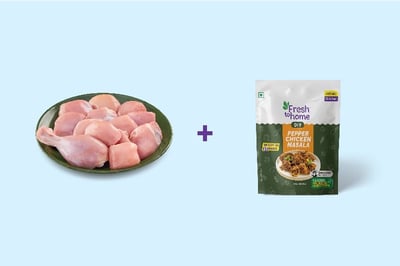 Combo: (480g Premium Chicken Skinless Small Curry Cut + 200g DIY Pepper Chicken Masala)