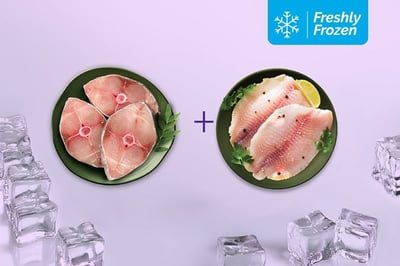 Freshly Frozen Combo: (Seer Fish Steaks 500g + Tilapia Boneless Fillet 500g)