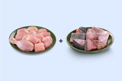 Combo: (480g Premium Chicken Skinless Curry Cut + 500g Rupchanda Curry Cut)