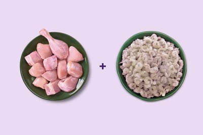 Combo: (480g Premium Chicken Skinless Curry Cut + 250g Small Cleaned Prawns PUD Meat)